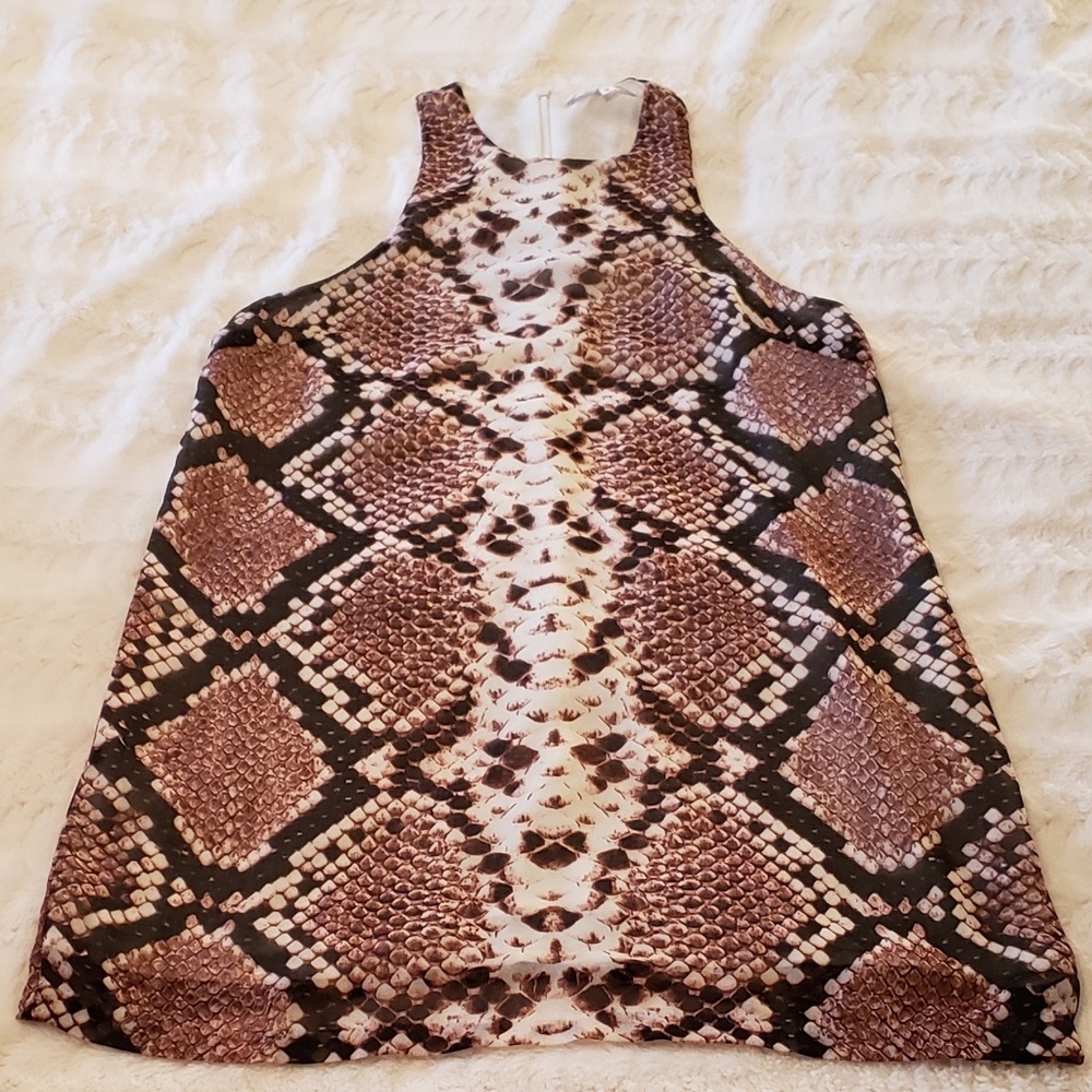 Olivaceous snake charmer sleeveless sheath dress